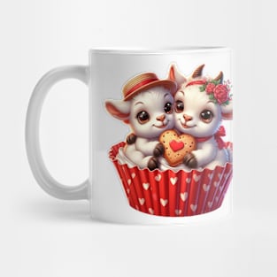 Valentine Goat Couple In A Cupcake Mug